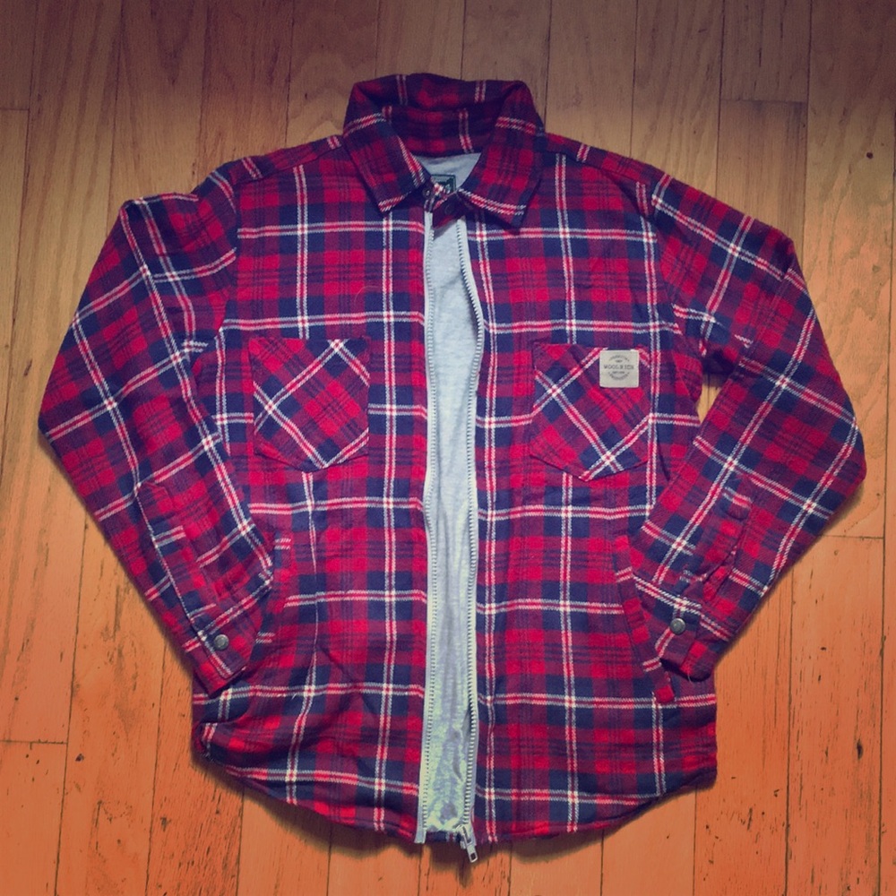 Woolrich boys zip up plaid lined jacket